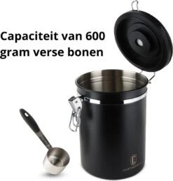 Castagnola Koffie Bewaarbus - Luchtdicht Met CO2 Uitlaat - Voor 600 Gram Koffiebonen - Koffieblik Matzwart Voorraadbussen - Voorraadbus - 1.8L -Koffie Promotie Winkel 1145x1200 1