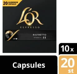 L'OR Espresso Ristretto Koffiecups - Intensiteit 11/12 - 10 X 20 Capsules -Koffie Promotie Winkel 1200x1160