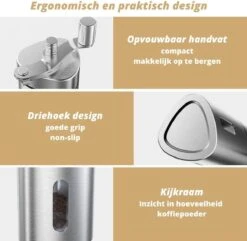 Comes In Handy - Koffiemolen Handmatig - Keramische Kern - Roestvrijstaal - Instelbare Maalgraad -Koffie Promotie Winkel 1200x1169 4