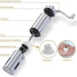 Comes In Handy - Koffiemolen Handmatig - Keramische Kern - Roestvrijstaal - Instelbare Maalgraad -Koffie Promotie Winkel 1200x1193 1