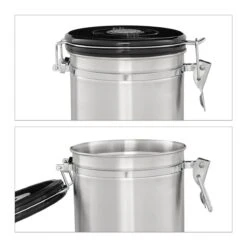 Relaxdays Voorraadbus Koffie - Koffieblik - Luchtdicht - Koffiebus - Zilver - Metaal Groot -Koffie Promotie Winkel 1200x1200 320