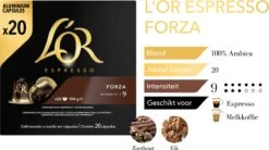 L'OR Espresso Forza Koffiecups - Intensiteit 9/12 - 10 X 20 Capsules 20 L'OR Espresso Forza Koffiecups - Intensiteit 9/12 - 10 X 20 Capsules -Koffie Promotie Winkel 1200x669