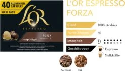 L'OR Espresso Forza Koffiecups - Intensiteit 9/12 - 4 X 40 Capsules -Koffie Promotie Winkel 1200x678