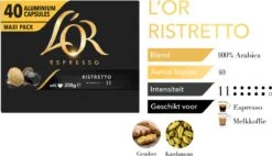 L'OR Espresso Ristretto Koffiecups - Intensiteit 11/12 - 4 X 40 Capsules -Koffie Promotie Winkel 1200x691 1