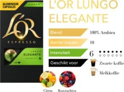 L'OR Lungo Elegante Koffiecups - Intensiteit 6/12 - 10 X 10 Capsules -Koffie Promotie Winkel 1200x893