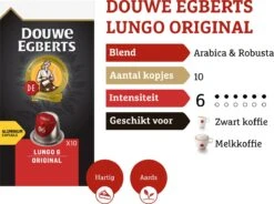 Douwe Egberts Lungo Original Koffiecups - Intensiteit 6/12 - 10 X 10 Capsules -Koffie Promotie Winkel 1200x895 1