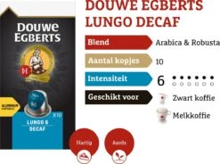 Douwe Egberts Lungo Decaf Koffiecups - Intensiteit 6/12 - 10 X 10 Capsules -Koffie Promotie Winkel 1200x895
