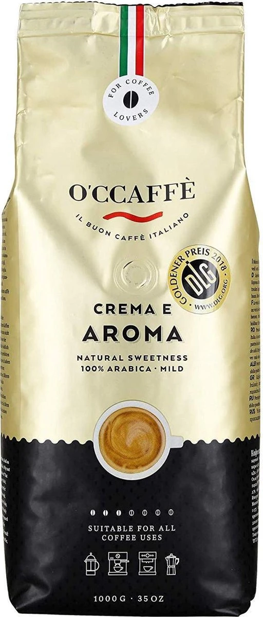 O'ccaffè - Crema E Aroma Premium Italiaanse Koffiebonen 100% Arabica | 1 Kg | Barista Kwaliteit 3 O'ccaffè - Crema E Aroma Premium Italiaanse Koffiebonen 100% Arabica | 1 Kg | Barista Kwaliteit