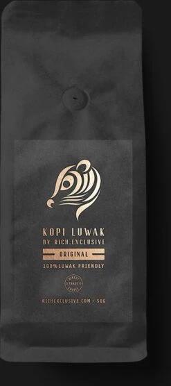 Kopi Luwak Koffie. 35 Gram Ongemalen Bonen. Direct Trade. Single Origin. The Original By Rich.Exclusive. -Koffie Promotie Winkel 533x1200