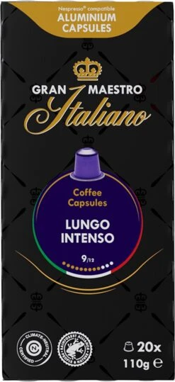 Gran Maestro Italiano - Lungo Intenso - Koffiecups - Nespresso Compatibel Capsules - Krachtige Smaak - 6 X 20 Cups 12 Gran Maestro Italiano - Lungo Intenso - Koffiecups - Nespresso Compatibel Capsules - Krachtige Smaak - 6 X 20 Cups -Koffie Promotie Winkel 550x1200 2