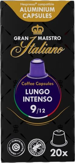 Gran Maestro Italiano - Lungo Intenso - Koffiecups - Nespresso Compatibel Capsules - Krachtige Smaak - 6 X 20 Cups 11 Gran Maestro Italiano - Lungo Intenso - Koffiecups - Nespresso Compatibel Capsules - Krachtige Smaak - 6 X 20 Cups -Koffie Promotie Winkel 552x1200