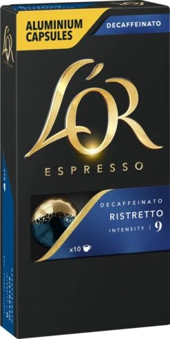 L'OR Espresso Ristretto Decaffeinato - Intensiteit 9/12 - 10 X 10 Capsules 22 L'OR Espresso Ristretto Decaffeinato - Intensiteit 9/12 - 10 X 10 Capsules -Koffie Promotie Winkel 603x1200