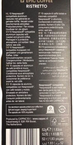 100 Capsules Epic Coffee - Ristretto - Nespresso® Compatible Aluminium Capsules - RFA Keurmerk - Doos 100 Stuks -Koffie Promotie Winkel 606x1200 7