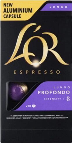 L'OR Lungo Profondo Koffiecups - Intensiteit 8/12 - 10 X 10 Capsules -Koffie Promotie Winkel 608x1200 1