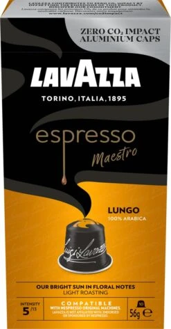 Lavazza Espresso Lungo - Aluminium Nespresso Capsules - 10 Stuks -Koffie Promotie Winkel 627x1200