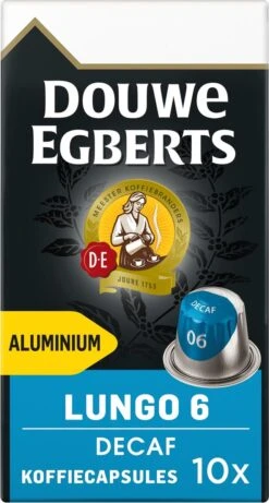 Douwe Egberts Lungo Decaf Koffiecups - Intensiteit 6/12 - 10 X 10 Capsules -Koffie Promotie Winkel 643x1200 1
