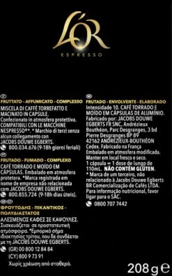 L'OR Lungo Estremo Koffiecups - Intensiteit 10/12 - 4 X 40 Capsules -Koffie Promotie Winkel 750x1200