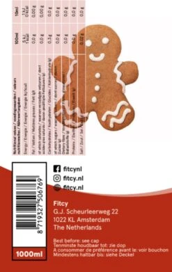 Fitcy | Koffiesiroop | Gingerbread | Barista Syrup | Zero | Vegan | Vetvrij | Suikervrij | Keto-vriendelijk | Koffie | Siroop | MET DOSEERPOMP | 1L -Koffie Promotie Winkel 759x1200