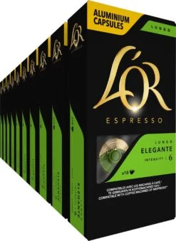 L'OR Lungo Elegante Koffiecups - Intensiteit 6/12 - 10 X 10 Capsules