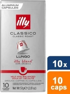 Illy Lungo Classico Koffiecups - Intensiteit 5/9 - 10 X 10 Capsules -Koffie Promotie Winkel 904x1200