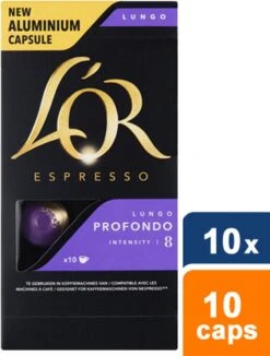 L'OR Lungo Profondo Koffiecups - Intensiteit 8/12 - 10 X 10 Capsules -Koffie Promotie Winkel 909x1200 1