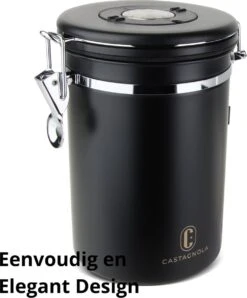 Castagnola Koffie Bewaarbus - Luchtdicht Met CO2 Uitlaat - Voor 600 Gram Koffiebonen - Koffieblik Matzwart Voorraadbussen - Voorraadbus - 1.8L -Koffie Promotie Winkel 995x1200 17
